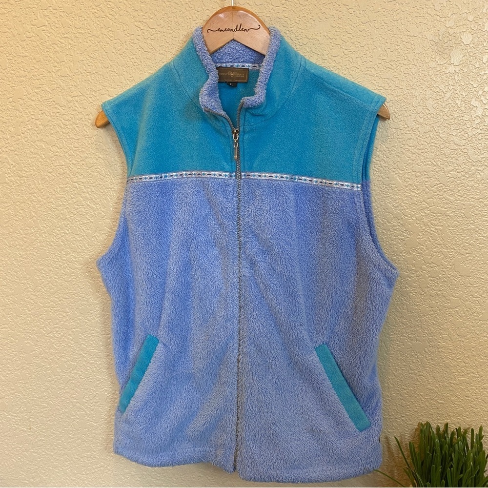 Vintage wooly bully colorado fleece vest large blue‎ southwest outerwear jacket